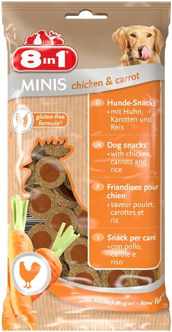 8in1 Minis Kylling & Gulrot, Stort utvalg Godbiter og Snacks til Hunder
