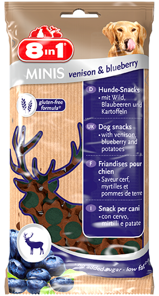 8in1 Minis Vilt & Blåbær, Stort utvalg Godbiter og Snacks til Hunder