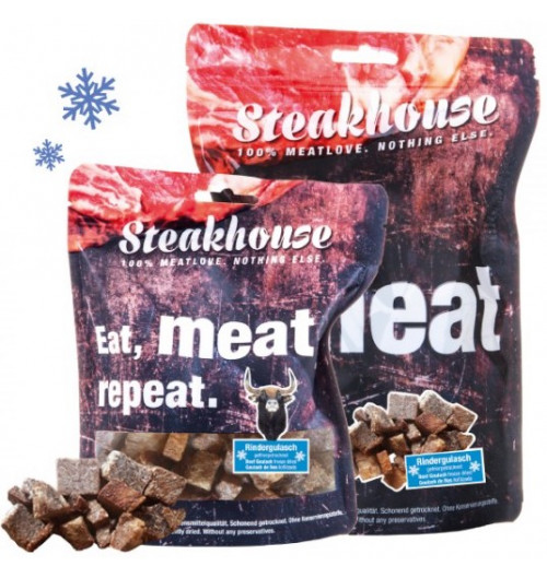 MeatLove Steakhouse Steakhouse Beef Chunks , Stort Utvalg Treningsgodbiter til Hund